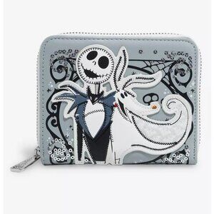 Loungefly Nightmare Before Christmas Wallet Jack & Zero Sequin Zip Around New